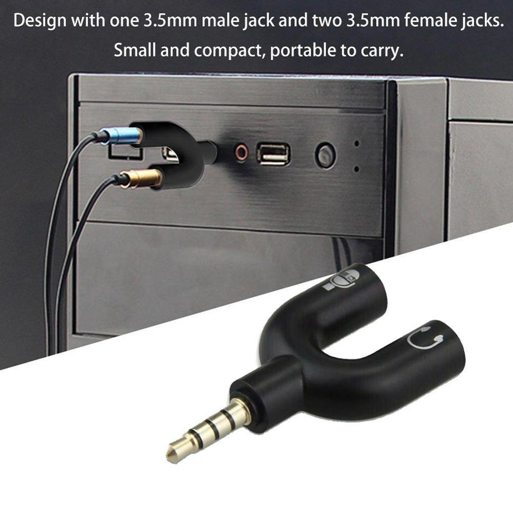 1PC Dual 3.5MM U Type Adapter  - đánh giá và giá Audio Music Splitter