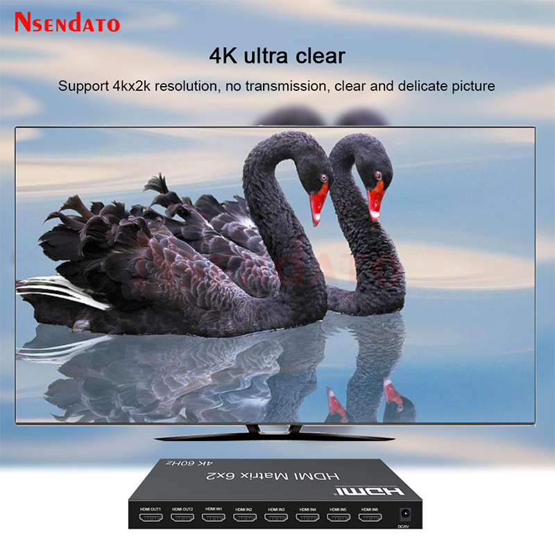 HDMI Matrix Switch 6x2 4k 60Hz - đánh giá và giá Audio Music Splitter