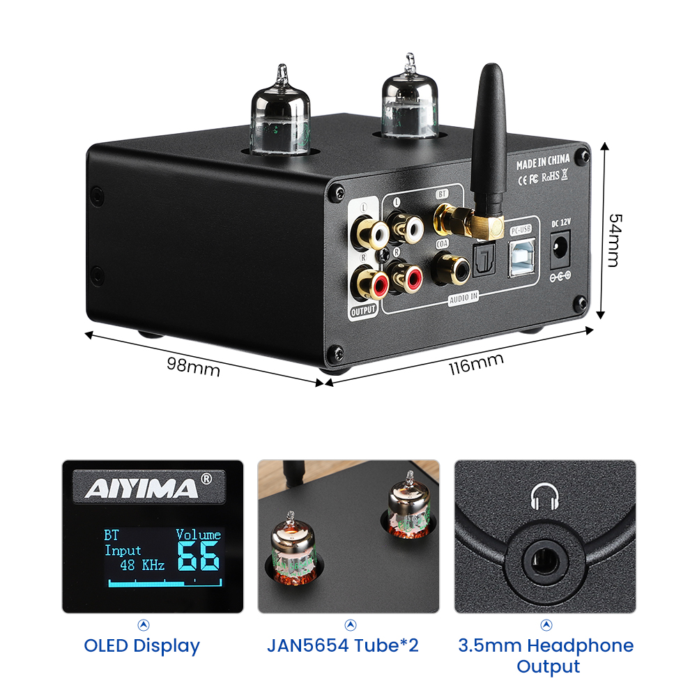 AIYIMA Audio Tube-T10 Decoder  - đánh giá và giá Headphone Amplifier Dac